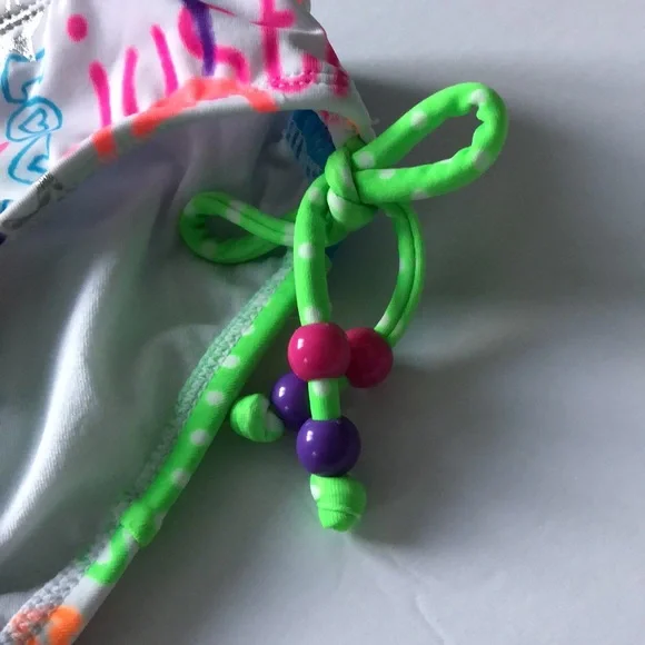 Justice Bikini with Peace Love Happy & Polka Dots Size 7 - Picture 8 of 10